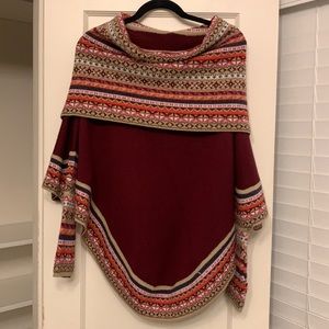 Authentic Peruvian wool sweater in poncho style with sleeves